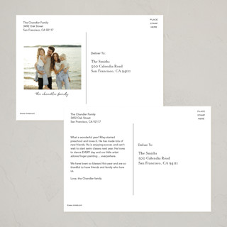 This is a periwinkle christmas postcards with standard by Annie Clark called headline printing on signature in postcard