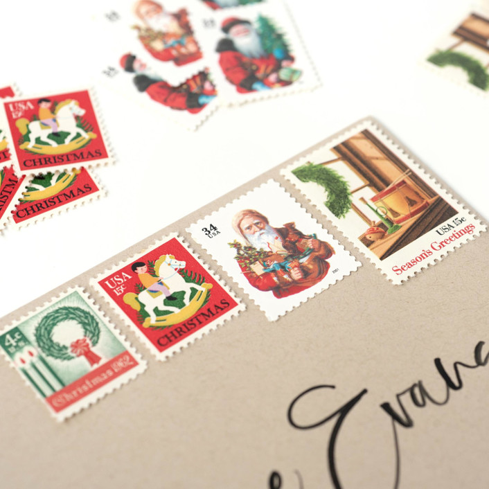 Christmas Toys and Santa Vintage Holiday Postage Set