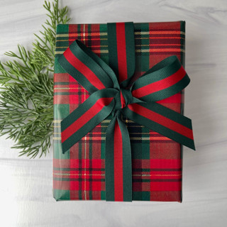 This is a red holiday decorations by Honey Silks Co called 7/8" x 15 ft hampton holiday ribbon in standard