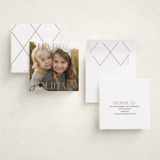 This is a snow foil pressed holiday cards with foil pressed by Angela Thompson called holiday square printing on recycled smooth signature in square