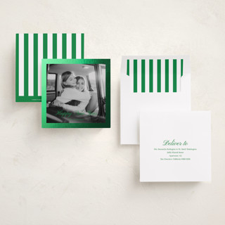 This is a elf shoes foil pressed holiday cards with foil pressed by Cass Loh called luxe frame printing on recycled smooth signature in square