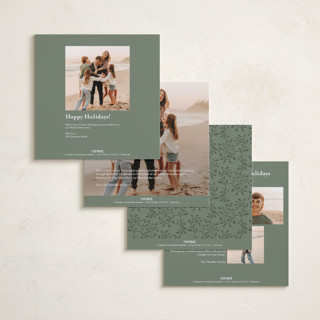 This is a sage foil pressed holiday cards with foil pressed by Tamara Hilje called laurel printing on recycled smooth signature in square