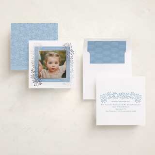 This is a frosted foil pressed holiday cards with foil pressed by Tamara Hilje called laurel printing on recycled smooth signature in square