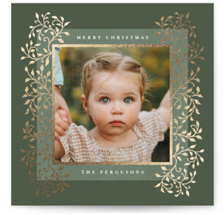 Laurel Foil-Pressed Holiday Square Cards