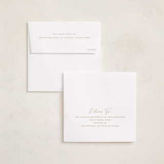 This is a latte foil pressed holiday cards with foil pressed by Kamala Nahas called merry slide printing on recycled smooth signature in square