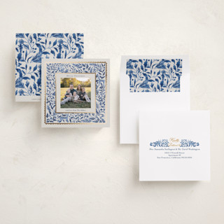 This is a porcelain foil pressed holiday cards with foil pressed by Elly called a peaceful winter printing on recycled smooth signature in square