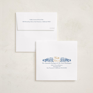This is a porcelain foil pressed holiday cards with foil pressed by Elly called a peaceful winter printing on recycled smooth signature in square