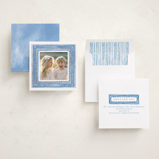 This is a frost foil pressed holiday cards with foil pressed by Anastasia Makarova called dots and snowflakes printing on recycled smooth signature in square