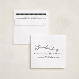 This is a licorice foil pressed holiday cards with foil pressed by Tamara Hilje called allegro printing on recycled smooth signature in square