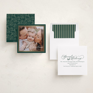 This is a forest foil pressed holiday cards with foil pressed by Tamara Hilje called goldie printing on recycled smooth signature in square