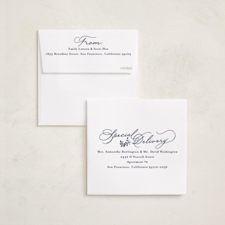 This is a midnight foil pressed holiday cards with foil pressed by Tamara Hilje called goldie printing on recycled smooth signature in square