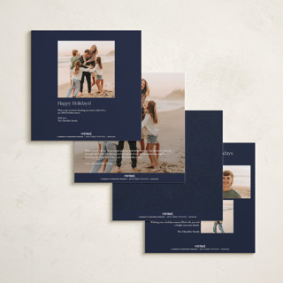 This is a navy foil pressed holiday cards with foil pressed by Tina Faselli called traditional linen printing on recycled smooth signature in square