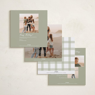 This is a olive foil pressed holiday cards with foil pressed by Elly called modern cottage printing on recycled smooth signature in square