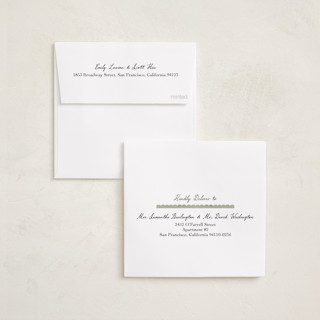 This is a olive foil pressed holiday cards with foil pressed by Elly called modern cottage printing on recycled smooth signature in square
