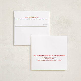 This is a ruby foil pressed holiday cards with foil pressed by Annie Shapiro called spirit printing on recycled smooth signature in square