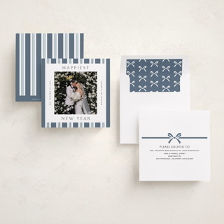 This is a blue spruce foil pressed holiday cards with foil pressed by Yuliya Evseeva called holiday rhythm printing on recycled smooth signature in square