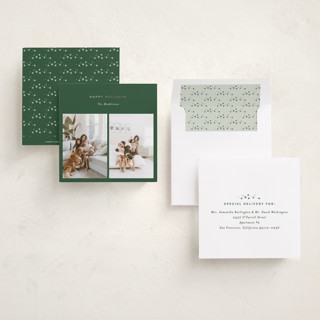 This is a evergreen foil pressed holiday cards with foil pressed by Bethan called minimal duo printing on recycled smooth signature in square