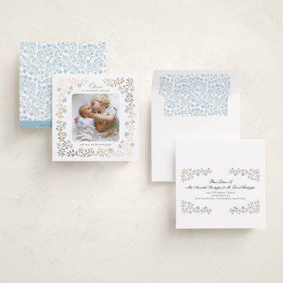 This is a bluebell foil pressed holiday cards with foil pressed by Anna Black called floral cascade printing on recycled smooth signature in square