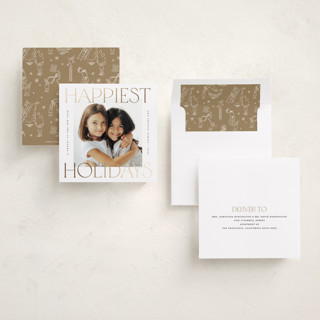 This is a snow foil pressed holiday cards with foil pressed by Pink House Press called equilateral printing on recycled smooth signature in square