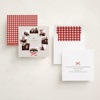 This is a eggnog foil pressed holiday cards with foil pressed by Adelyn T. called jolly wreath printing on recycled smooth signature in square