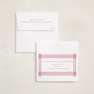 This is a santa suit foil pressed holiday cards with foil pressed by Blustery August called plaid frame printing on recycled smooth signature in square