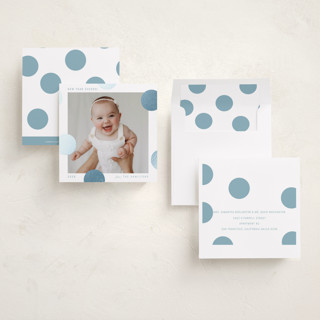 This is a blue jay foil pressed holiday cards with foil pressed by Blustery August called pompom printing on recycled smooth signature in square