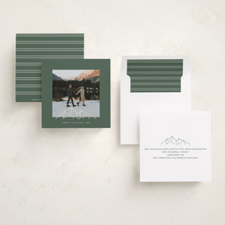 This is a spruce foil pressed holiday cards with foil pressed by Gwen Bedat called top of the mountain printing on recycled smooth signature in square