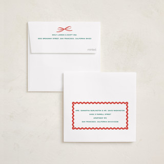 This is a mistletoe foil pressed holiday cards with foil pressed by Erin German called gingham fun printing on recycled smooth signature in square