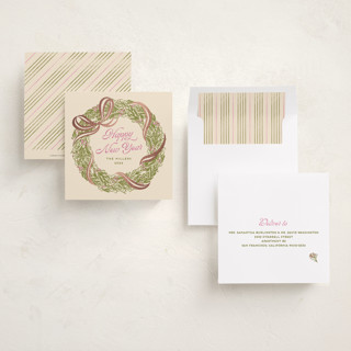 This is a olive foil pressed holiday cards with foil pressed by Pati Cascino called lia printing on signature in square