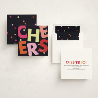 This is a bubblegum foil pressed holiday cards with foil pressed by Morgan Kendall called disco printing on signature in square