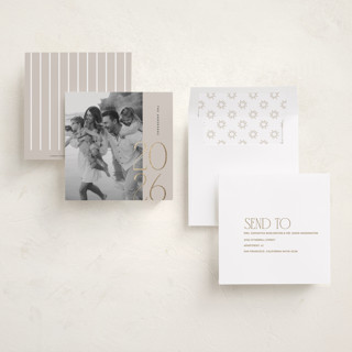 This is a fog foil pressed holiday cards with foil pressed by Ana Sharpe called year in display printing on recycled smooth signature in square