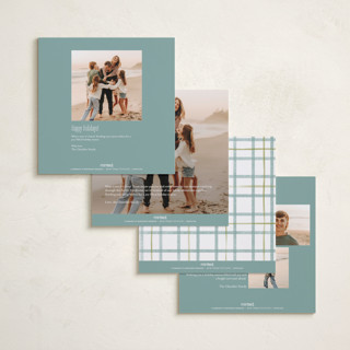 This is a wintermint foil pressed holiday cards with foil pressed by Paula Pecevich called brushed plaid printing on recycled smooth signature in square