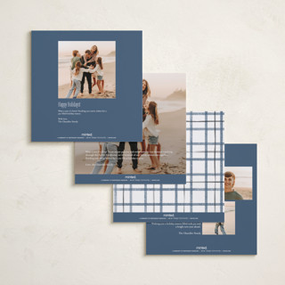 This is a blue spruce foil pressed holiday cards with foil pressed by Paula Pecevich called brushed plaid printing on recycled smooth signature in square