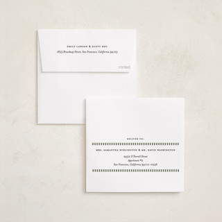 This is a sage green foil pressed holiday cards with foil pressed by Lucrecia Caporale called striped frame printing on recycled smooth signature in square