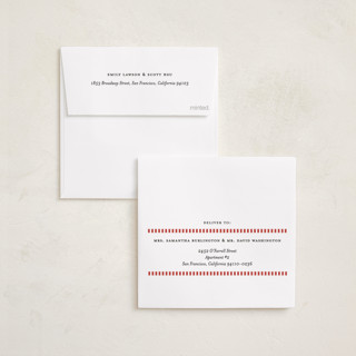 This is a berry foil pressed holiday cards with foil pressed by Lucrecia Caporale called striped frame printing on recycled smooth signature in square