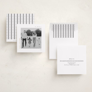 This is a charcoal foil pressed holiday cards with foil pressed by Lucrecia Caporale called merry & minimal style printing on recycled smooth signature in square