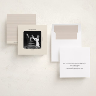 This is a ivory holiday photo cards with standard by Beth Vassalo called vintage square printing on recycled smooth signature in square