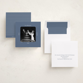 This is a denim holiday photo cards with standard by Beth Vassalo called vintage square printing on recycled smooth signature in square