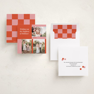 This is a peppermint holiday photo cards with standard by Anja Jankowsky called happiest of holidays wishes printing on recycled smooth signature in square