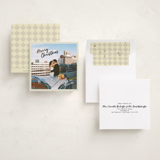 This is a ink holiday photo cards with standard by Helena Vitto called old is cool christmas printing on recycled smooth signature in square