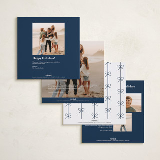 This is a navy holiday photo cards with standard by Susan Zinader called a simple script printing on recycled smooth signature in square