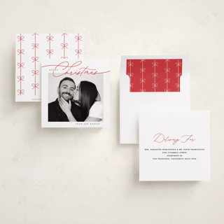This is a holly berry holiday photo cards with standard by Susan Zinader called a simple script printing on recycled smooth signature in square