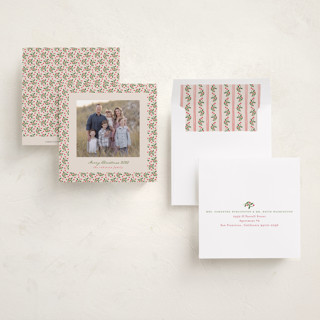 This is a santa holiday photo cards with standard by Claudia Orengo called tiny flowers printing on recycled smooth signature in square