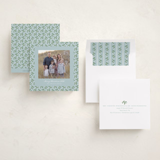 This is a frozen holiday photo cards with standard by Claudia Orengo called tiny flowers printing on recycled smooth signature in square