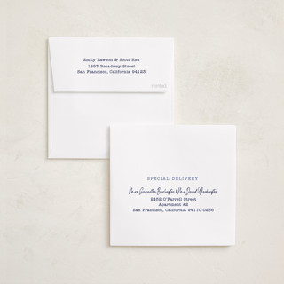 This is a royal blue holiday photo cards with standard by Jeremy called keepsake printing on recycled smooth signature in square