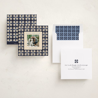 This is a midnight holiday photo cards with standard by Alisa Galitsyna called woven joy printing on recycled smooth signature in square