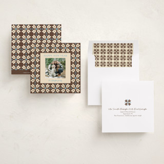 This is a gingerbread holiday photo cards with standard by Alisa Galitsyna called woven joy printing on recycled smooth signature in square