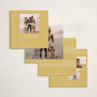 This is a goldenrod holiday photo cards with standard by Lindsay Megahed called bright script printing on recycled smooth signature in square