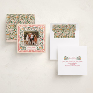 This is a winter rose holiday photo cards with standard by Elly called garden folk printing on recycled smooth signature in square