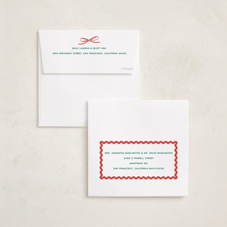 This is a mistletoe holiday photo cards with standard by Erin German called gingham fun printing on recycled smooth signature in square